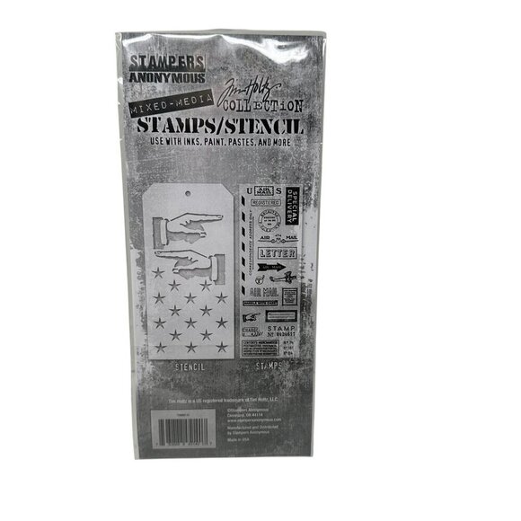Tim Holtz Correspondence Clear Stamp Direction Stars Stencil THMM141 Mixed Media - Picture 4 of 6